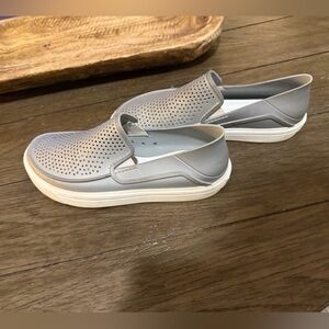 Gray Perforated Slip-On Sneakers